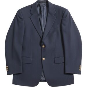 Vintage Oscar de la Renta Blue 2 Button Blazer/Sport Coat Wool Crest Button 44R